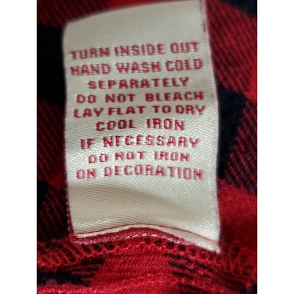 Reba Size Large Buffalo Plaid Red Black Snap Up Beaded Raw Edge Flannel Shirt - Picture 13 of 14